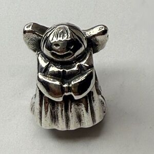Pandora Retired Praying Angel Charm Sterling Silver Threaded